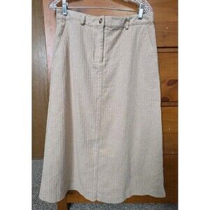 L.L. Bean Maxi Skirt 10 Beige Lined Warm Modest Business